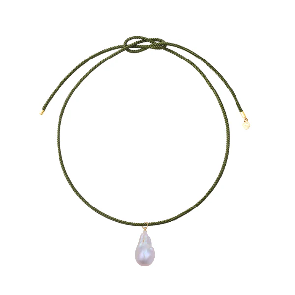 Olive Cord with Baroque Pearl Necklace - Persnickety Shop