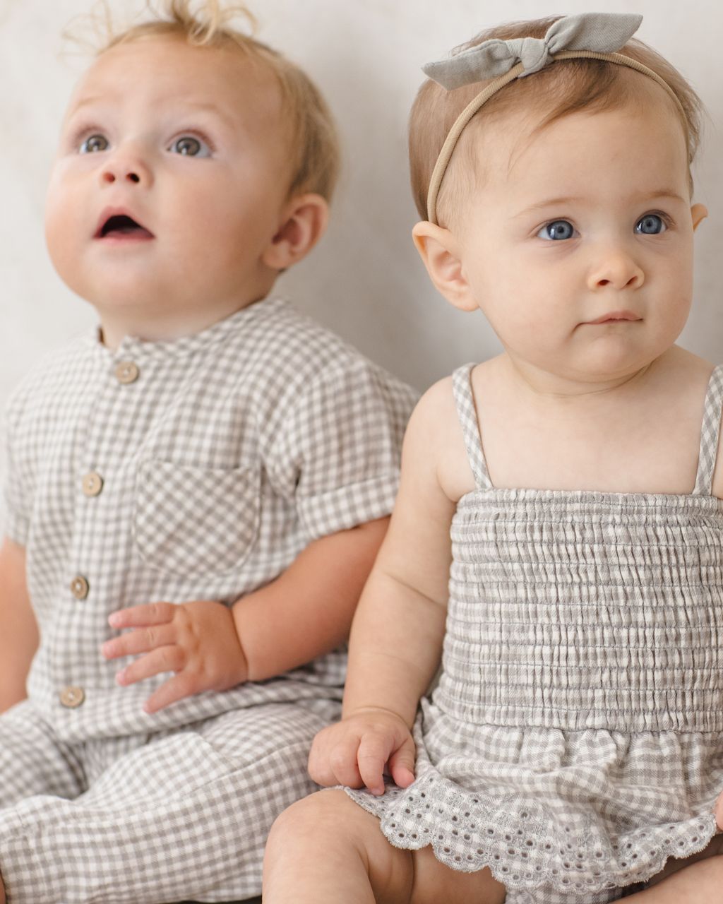 Smocked Skirted Romper || Sage Gingham - Persnickety Shop