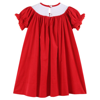 Lil Cactus Red Velvet Christmas Smocked Bishop Dress