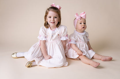 Percy and Tyne CLARA DRESS - PINK BITTY DOT CORDUROY W/ NUTCRACKER EMBROIDERIES