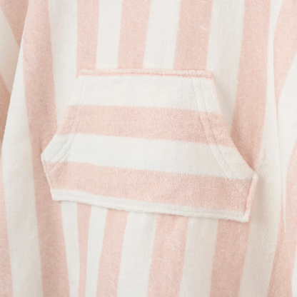 PINK STRIPE HOODED TERRY PONCHO