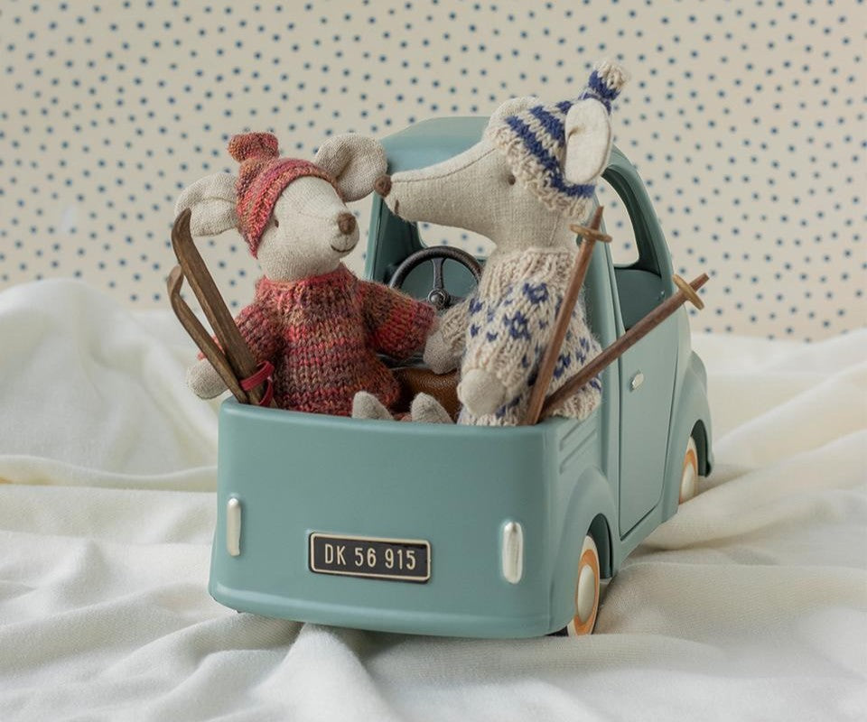 PREORDER Maileg NEW Winter mouse with ski set, Dad - Blue 17-4305