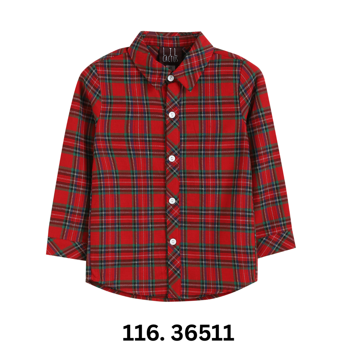 Lil Cactus *Pre-Order* Red & Green Gingham Button-Up