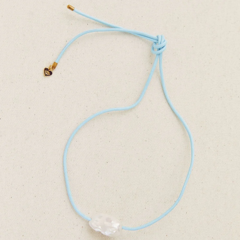 Sky Blue  Pearl Cord Necklace - Persnickety Shop