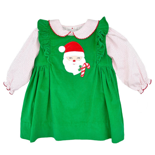 Petit Ami SANTA APPLIQUE CORDUROY JUMPER SET
