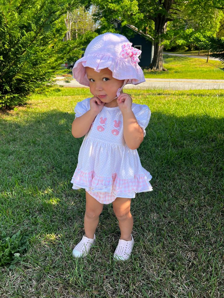 Wee Ones Reversible Girls Seersucker Ruffle Brim Hat - Persnickety Shop