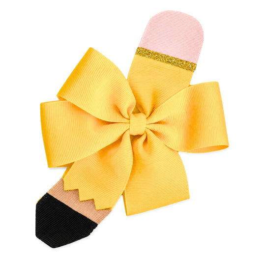 Pencil Back-to-School Hair Bow PINK - Persnickety Shop