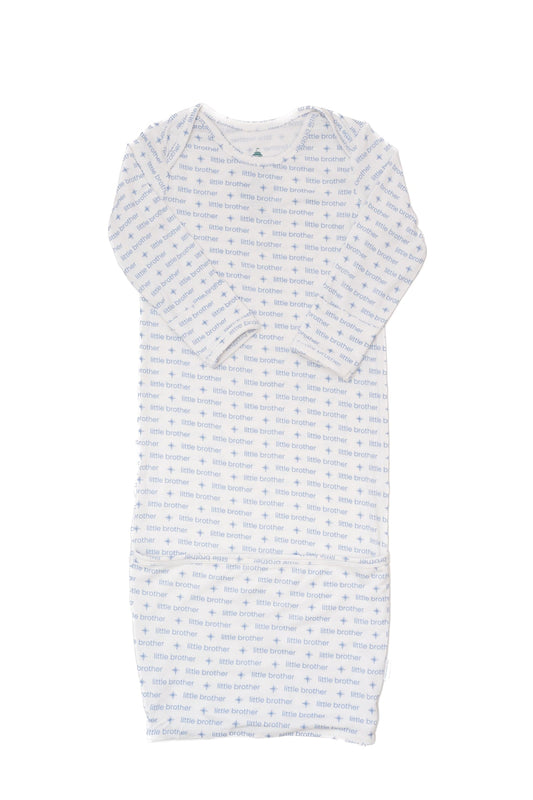 Boys Blue Little Brother Newborn Gown