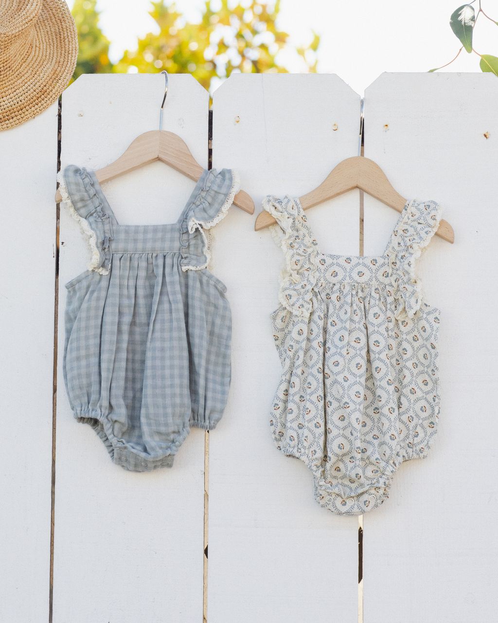 MAYA ROMPER GREEN GINGHAM - Persnickety Shop