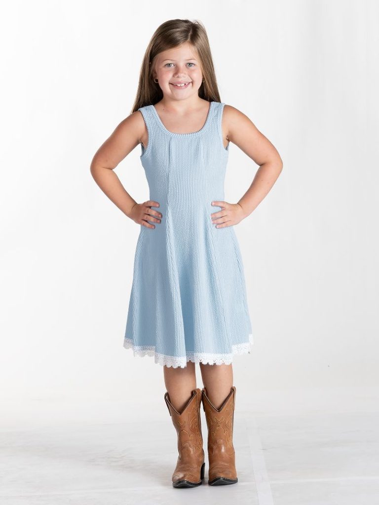 Simply Southern Girls Corded Tank Dress Tidal Blue - Persnickety Shop