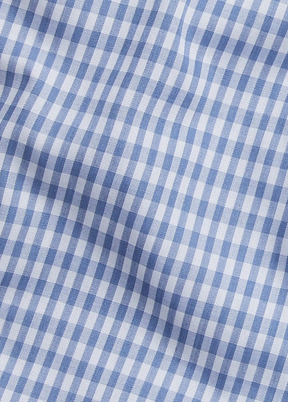 Little English Peter Pan Shirt - Gray Blue Gingham