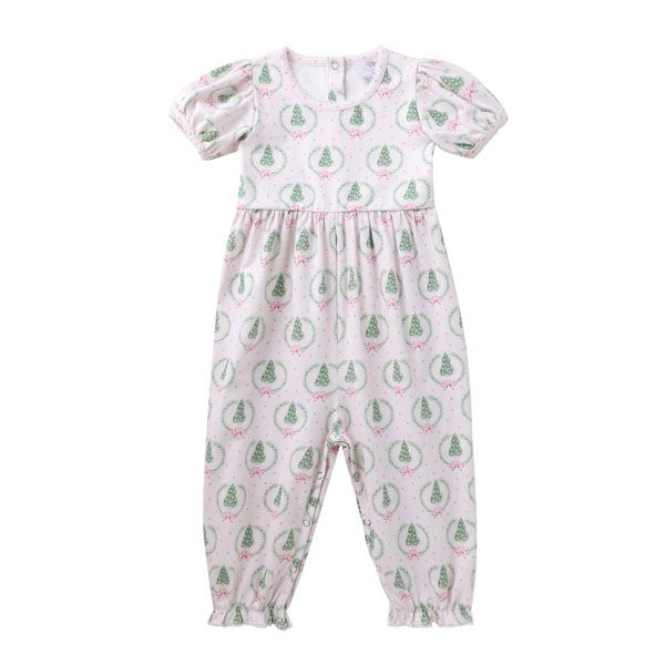 Swoon Baby – Pink Christmas Tree and Bow Print Kate Jumper - Persnickety Shop