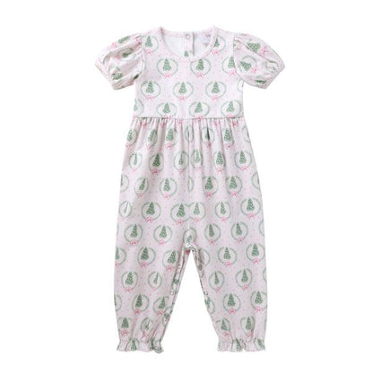 Swoon Baby – Pink Christmas Tree and Bow Print Kate Jumper - Persnickety Shop