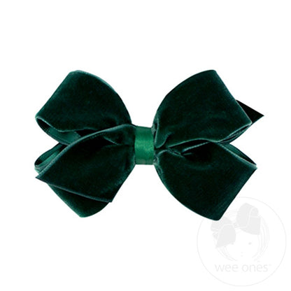 Wee Ones Forest Green Mini Classic Velvet Bow