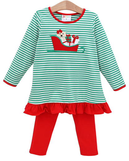 PRE-ORDER | Santa Paws Ruffle Pants Set Jellybean by Smock Candy (Copy) - Persnickety Shop