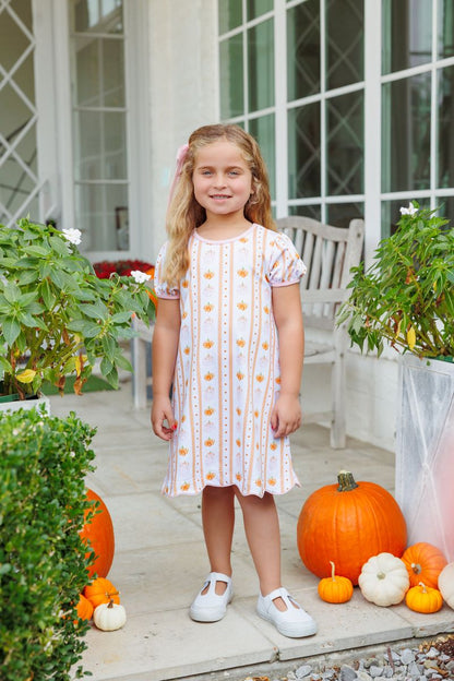 Trotter Street Kids Pumpkin Patch Scalloped Dress