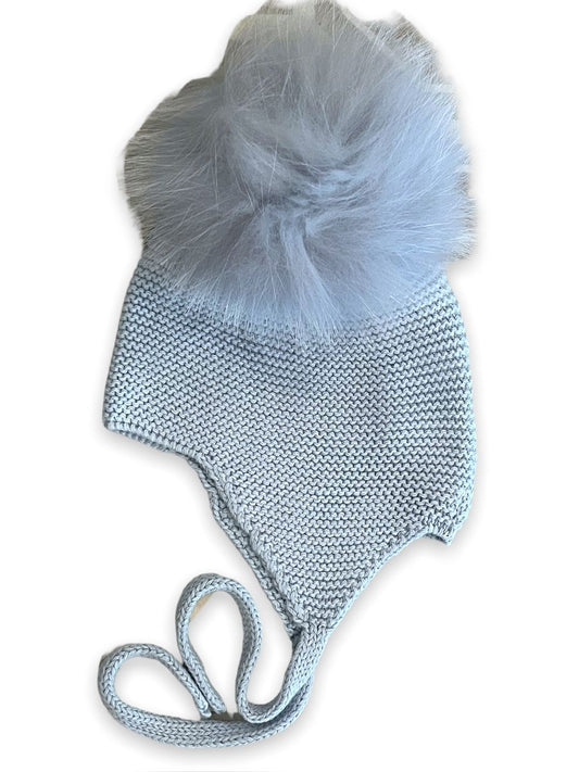 Mi Lucero Blue Fur Pom Tie Hat - Persnickety Shop
