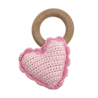 Heart Bamboo Crochet Wooden Rattle