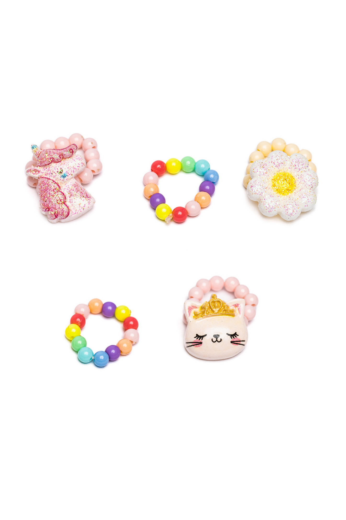 Flower, Kitty, Unicorn Elastic Ring Set - Persnickety Shop