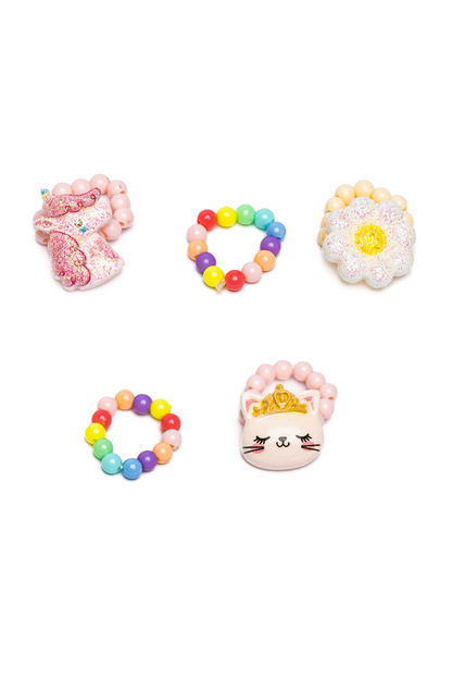 Flower, Kitty, Unicorn Elastic Ring Set - Persnickety Shop