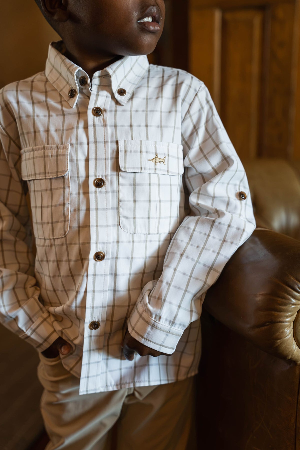 SALTWATER BOYS FLAGLER FISHING SHIRT -WHITE PLAID
