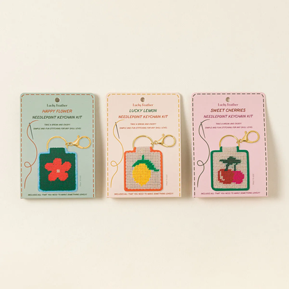 Lucky Feather Beginners Needlepoint Keychain Kit