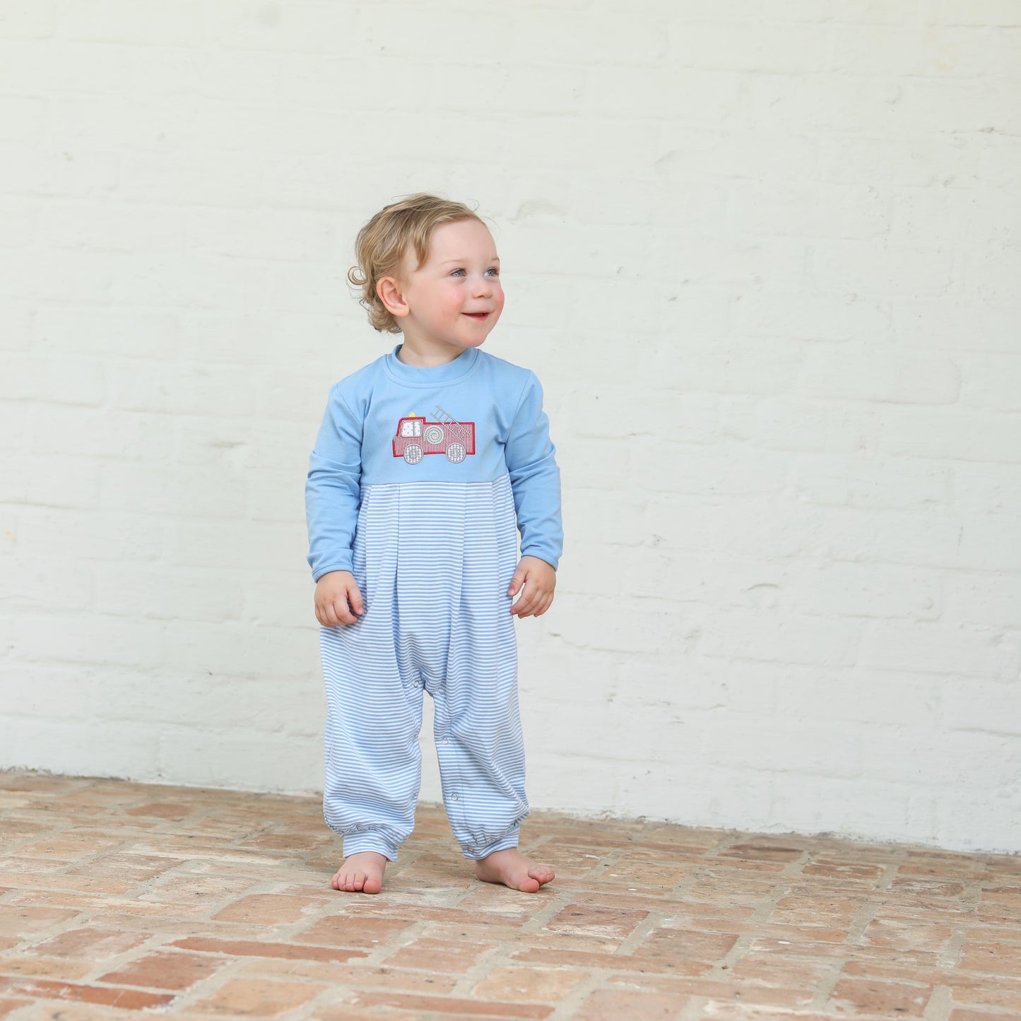 TROTTER STREET KIDS FIRETRUCK ROMPER - Persnickety Shop