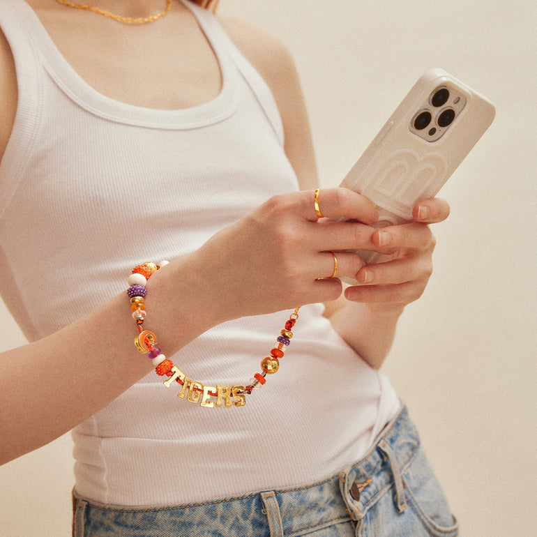Clemson University Beaded Bandana Phone Charm