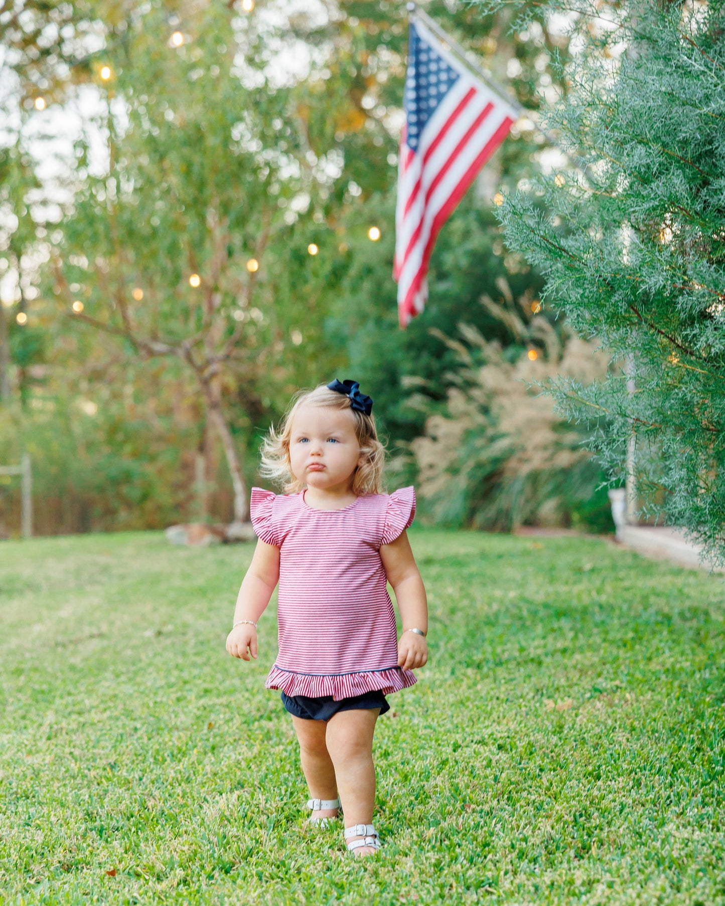 Jellybean Gracie Diaper Set- Red Stripe and Navy