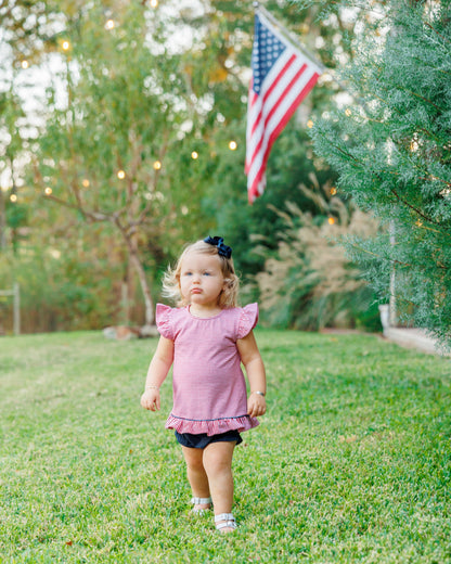 Jellybean Gracie Diaper Set- Red Stripe and Navy