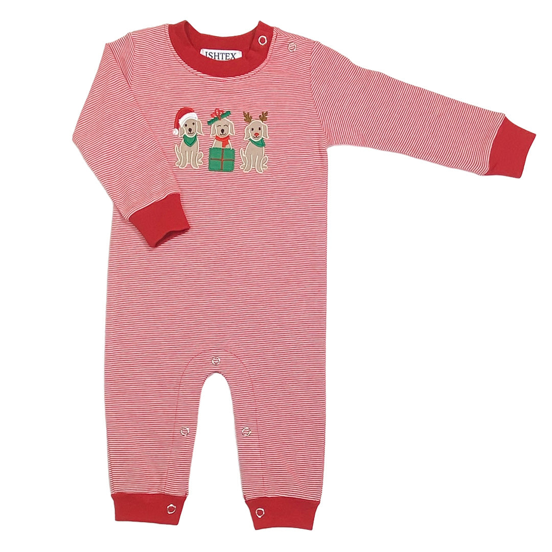 Ishtex CHRISTMAS DOG TRIO BOY'S ROMPER