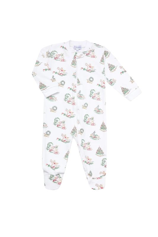 Nellapima Christmas Toile Zipper Footie - Persnickety Shop