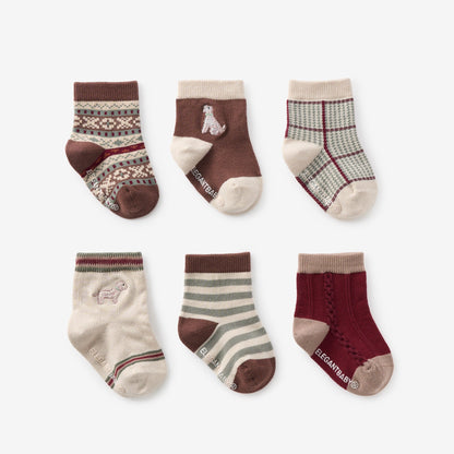 Elegant Baby- HOUNDS & HERITAGE NON SLIP BABY SOCKS 6 PK