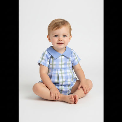 Baby Loren Blue Plaids Jon Bubble - Persnickety Shop
