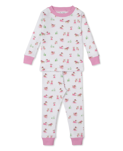 Kissy Kissy Christmas Puppy's Sleigh Riding Fun Pink Pajama Set - Persnickety Shop