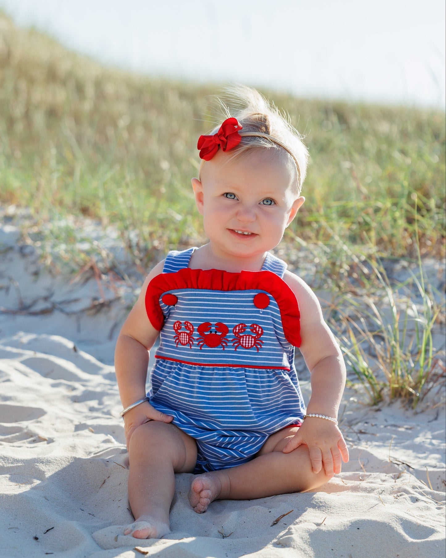 Jellybean Girl Coastal Crabs Ruffle Sunsuit - Persnickety Shop