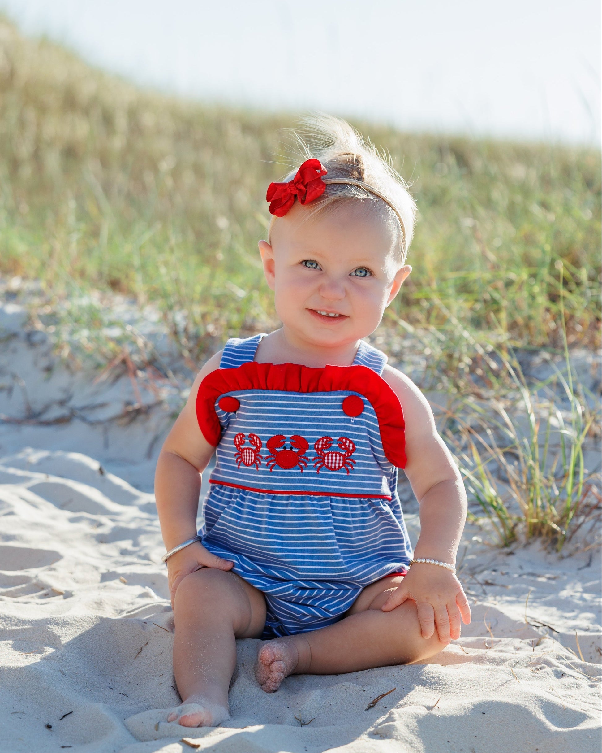 Jellybean Girl Coastal Crabs Ruffle Sunsuit - Persnickety Shop