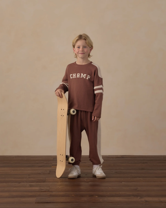 RYLEE + CRU PANELED SWEATPANT MULBERRY