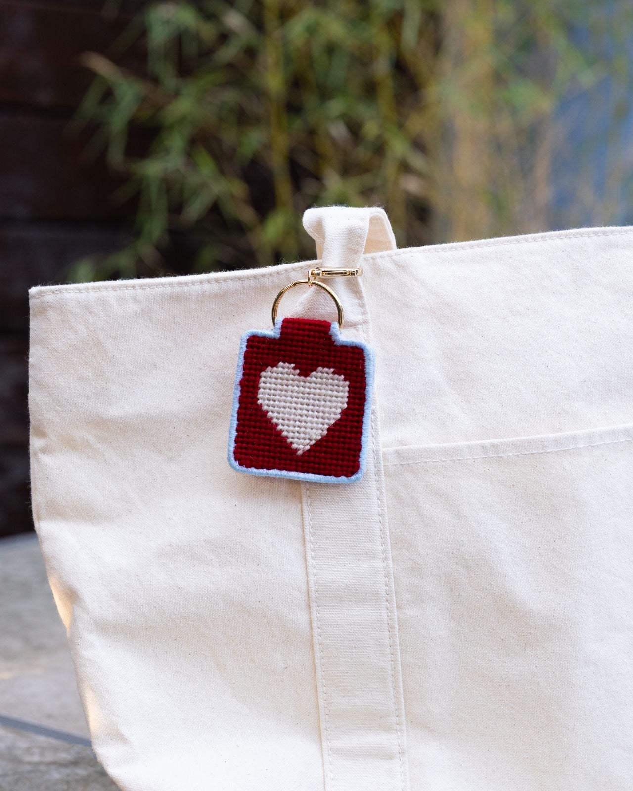 Lucky Feather Needlepoint Keychain