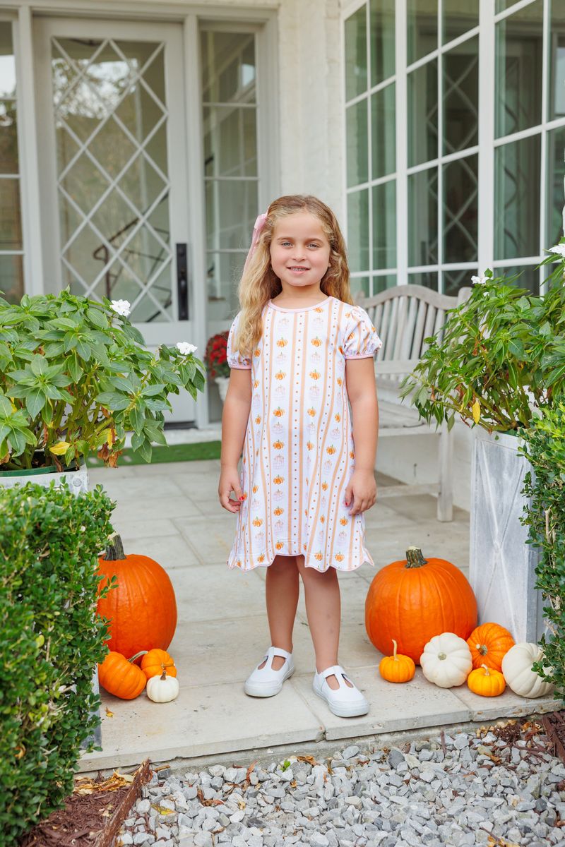 Trotter Street Kids Pumpkin Patch Scalloped Dress