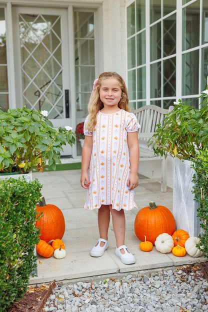 Trotter Street Kids Pumpkin Patch Scalloped Dress