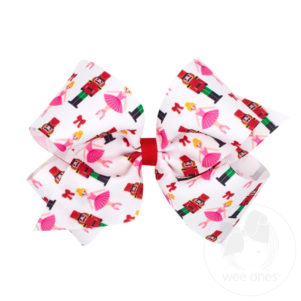 Wee Ones King Nutcracker Print Christmas Hair Bow