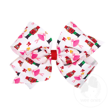 Wee Ones King Nutcracker Print Christmas Hair Bow