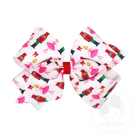 Wee Ones King Nutcracker Print Christmas Hair Bow