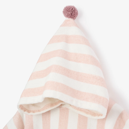 PINK STRIPE HOODED TERRY PONCHO