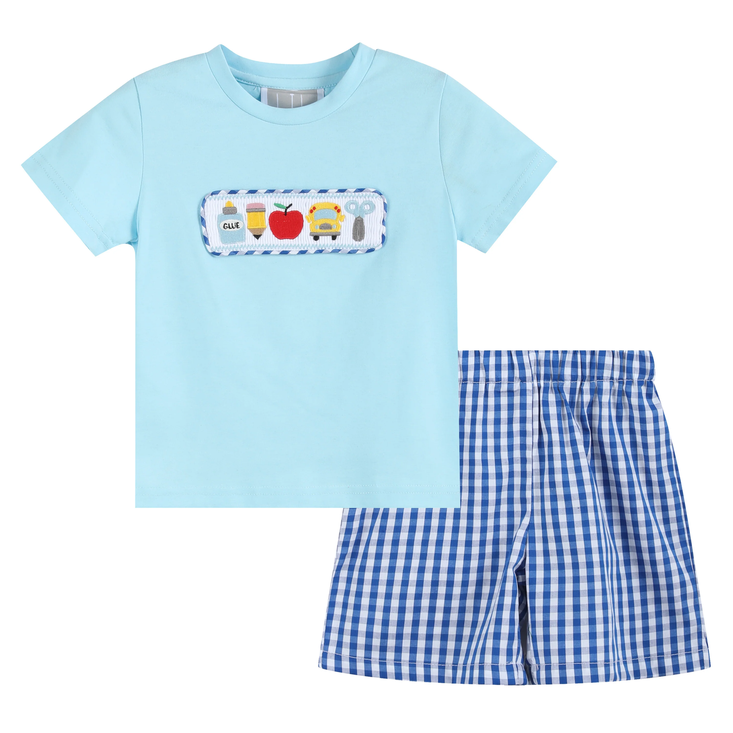 Light Blue Smocked School Shirt and Shorts Set - Persnickety Shop
