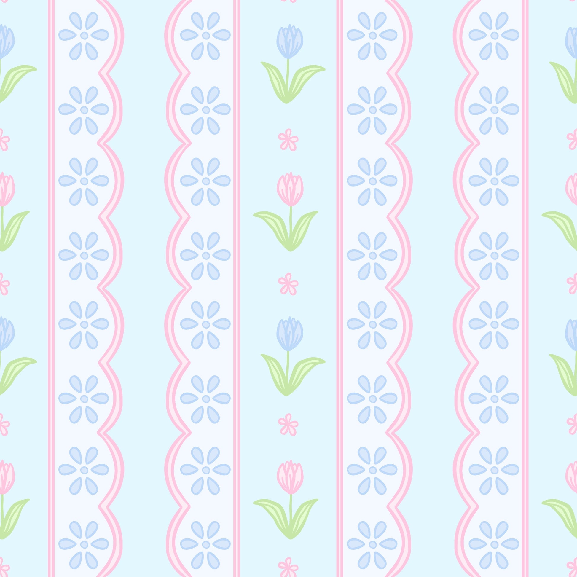 Blake Blue Floral Scallop Ruffle Shoulder Bubble - Persnickety Shop