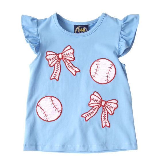 Sparkly Baseball Applique Angel Sleeve Shirt - Persnickety Shop