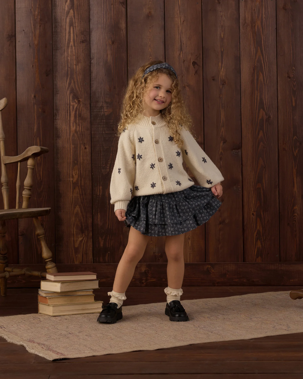 Rylee + Cru TULIP CARDIGAN MIDNIGHT DAISY