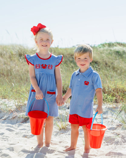 Jellybean Coastal Crab Ruffle Pocket Dress - Persnickety Shop